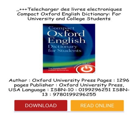 Telecharger des livres electroniques Compact Oxford English Dictionary ...