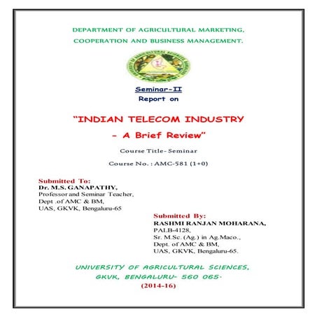 Telecom Industry in India- A Brief Review