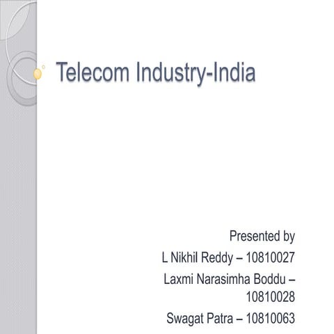 Telecom industry 27, 28, 63