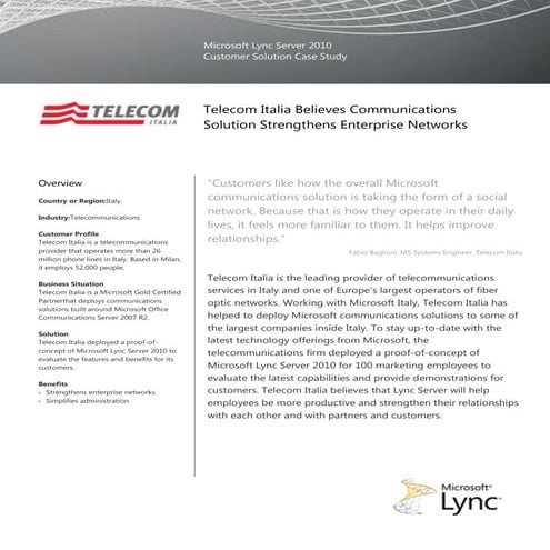 Telecom Italia Lync2010