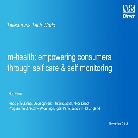 m-health Bob Gann Telecomms Tech World November 2013