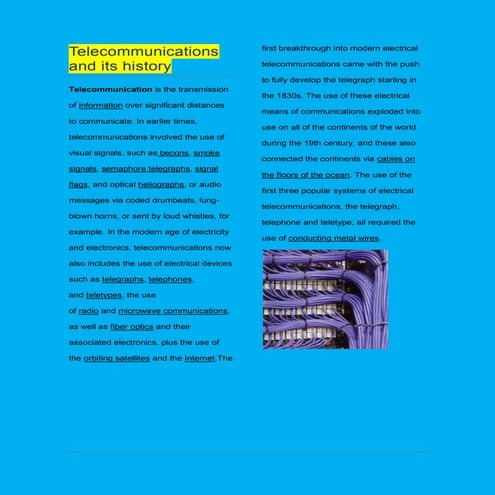 Telecommunications and its history.irvin rodas