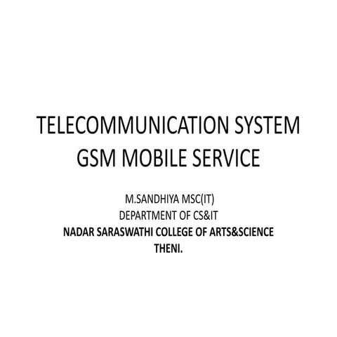 Telecommunication system gms mobile service