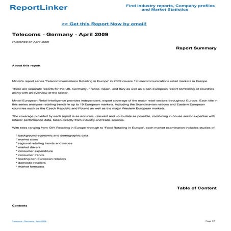 Telecoms - Germany - April 2009