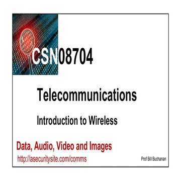 Telecommunications: Introduction to Wireless Networks