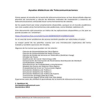 Telecomunicaciones, ayudas didácticas