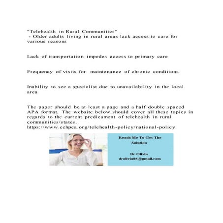 Telehealth in Rural Communities - Older adults living in rural | DOCX