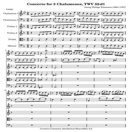 Teleman;Concierto para dos Chalumeaux