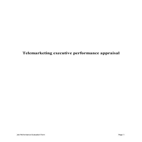 Telemarketing executive perfomance appraisal 2