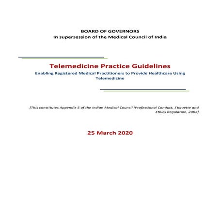 Telemedicine Guidelines for Indian Doctors