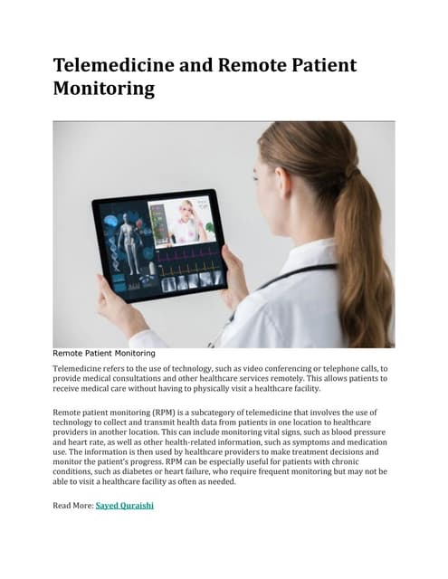Remote Patient Monitoring Services - BlueStar TeleHealth | PDF
