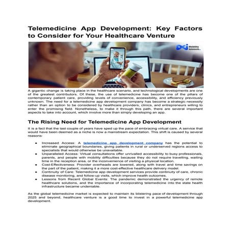 Telemedicine App Development_ Key Factors to Consider for Your Healthcare Ven...