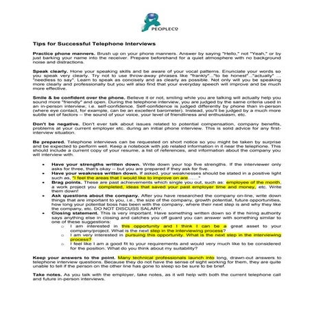 Telephone interviews