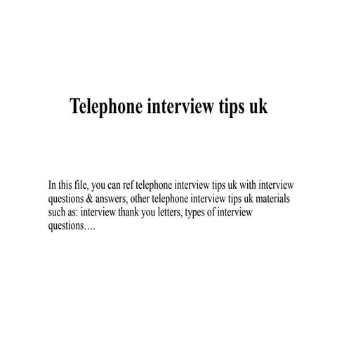 Telephone interview tips uk