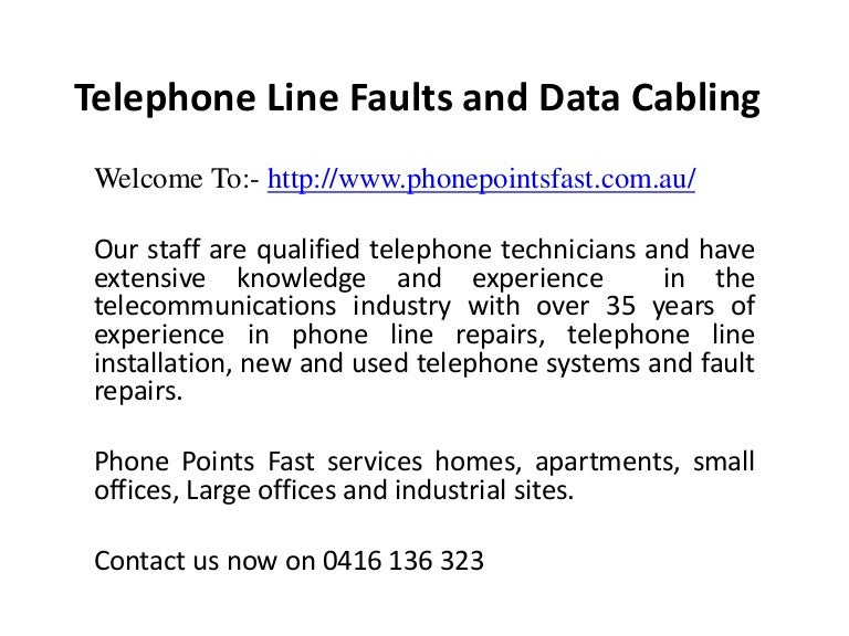 Telephone line faults and data cabling