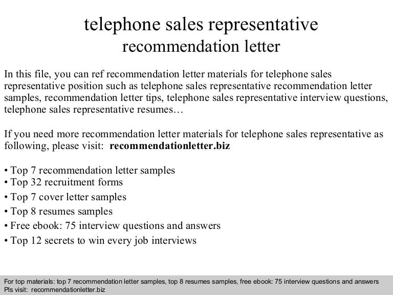 Telephone sales representative letter