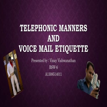 Telephonic Manners and Voice Mail Etiquette | PPTX