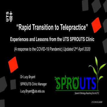 UTS Telepractice webinar - COVID19 Response