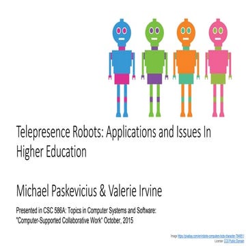 Telepresence Robots: Applications and Issues in Higher Education