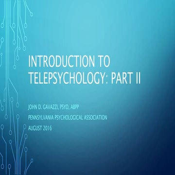 Introduction to Telepsychology Part 2