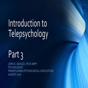 Introduction to Telepsychology - Part 3