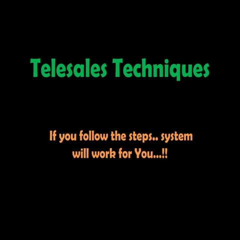 TELESALES TECHNIQUES