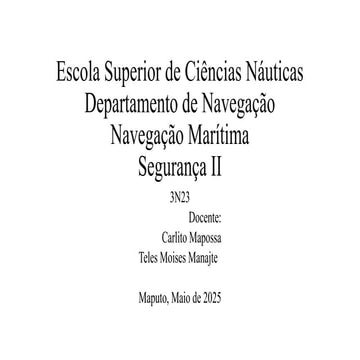 Trabalho de segurança maritima sobre fundear e suas manobras | PPTX
