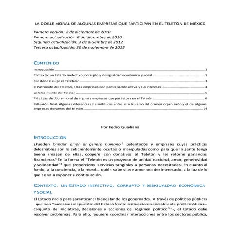 La doble moral de algunas empresas del Teletón de México. 2015