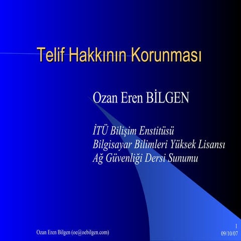 Telif Hakkinin Korunmasi