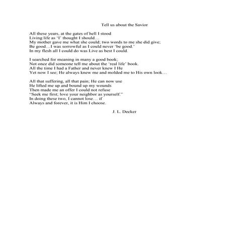 Tell Us About The  Savior