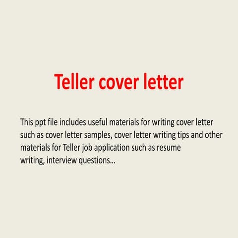 Teller cover letter | PPTX