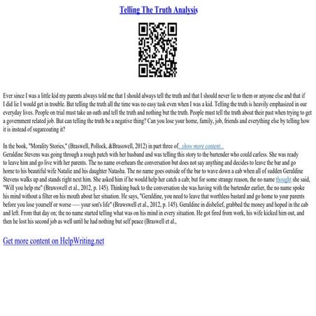 Telling The Truth Analysis