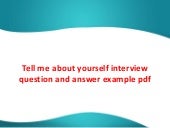 tell me about yourself interview question and answer example pdf