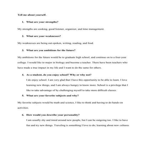 Tell me about yourself valeria p