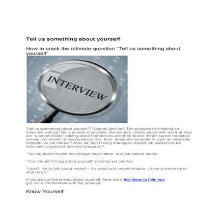 Tell us something about yourself