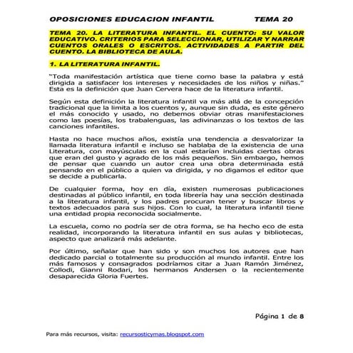 Tema 20 - temario oposiciones infantil - recursosticymas.blogspot.com