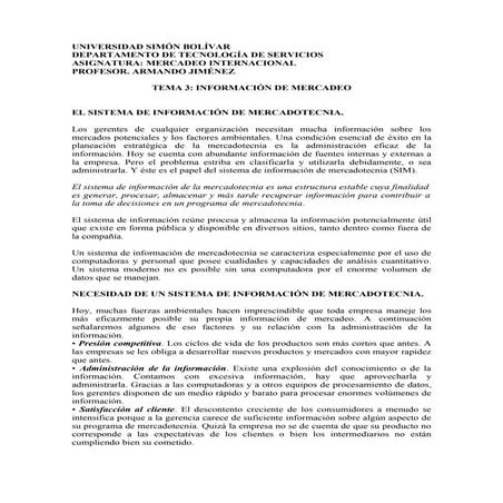 Tema 3 Sistemas De InformacióN En Mercadotecnia