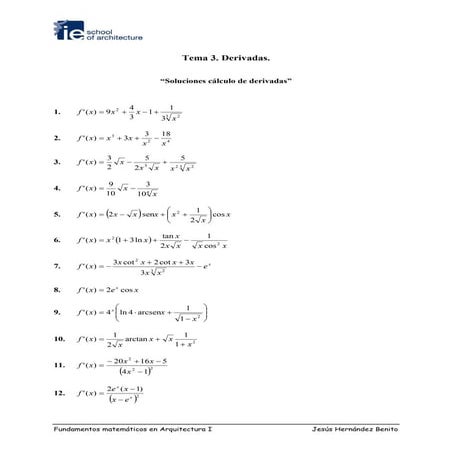 Tema 3 (Soluciones cálculo de derivadas)