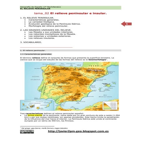 El relieve peninsular e insular