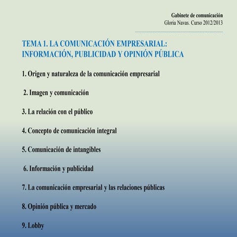 La comunicación empresarial. Información, publicidad y opinión pública