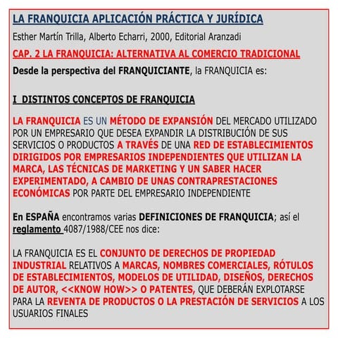Tema 1.1 partes y conceptos la franquicia aplicacion practica y juridica esth...