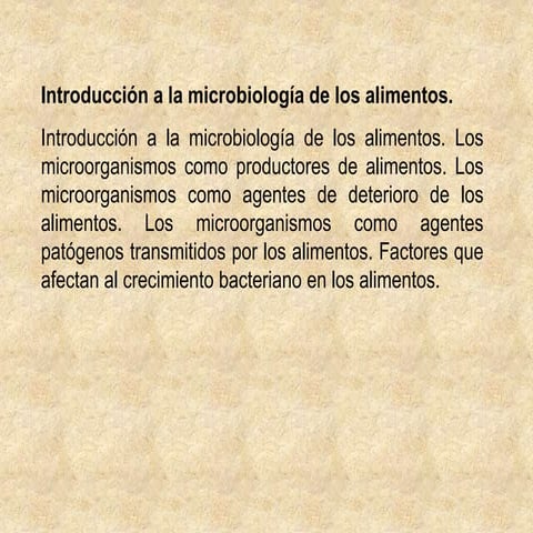 Microbiología de los alimentos - Dr Santiago Pablo Baggini | PPTX