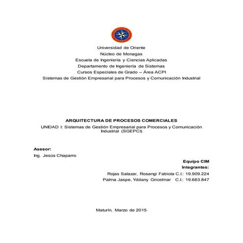 ARQUITECTURA DE PROCESOS COMERCIALES