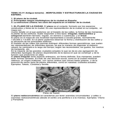 Tema 10: MORFOLOGÍA Y ESTRUCTURA DE LA CIUDAD EN ESPAÑA. 