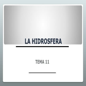 Tema 11. La hidrosfera, composición y dinámica 2025