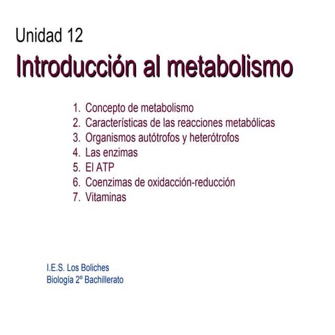Introducción al metabolismo