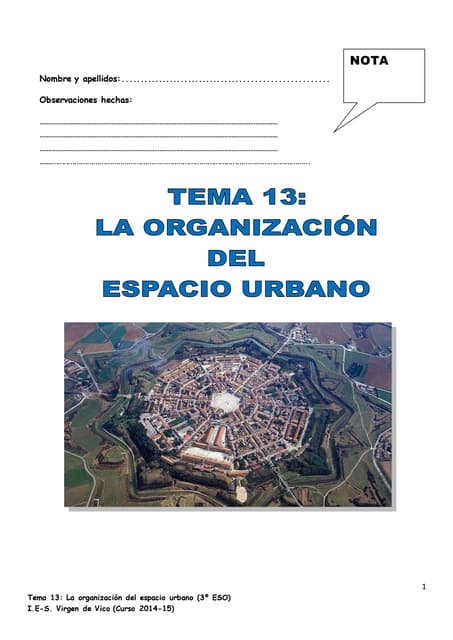 Tema 13 la organización del espacio urbano