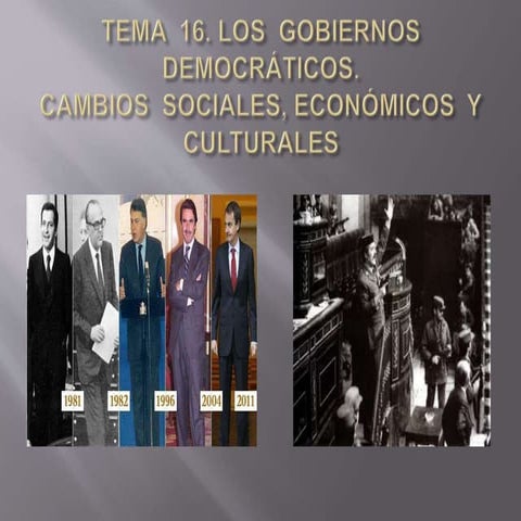 Tema  16.Los gobiernos democráticos. Cambios políticos, sociales y económicos