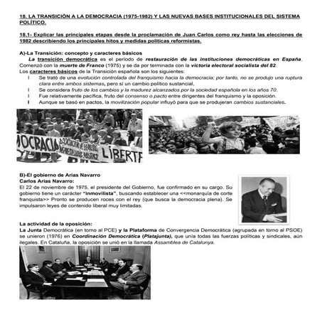 La Transición Española a la Democracia: Etapas, Crisis y Reformas (1975 ...