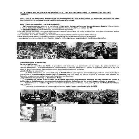 La Transición Española a la Democracia (1975-1982): Etapas, Crisis y ...